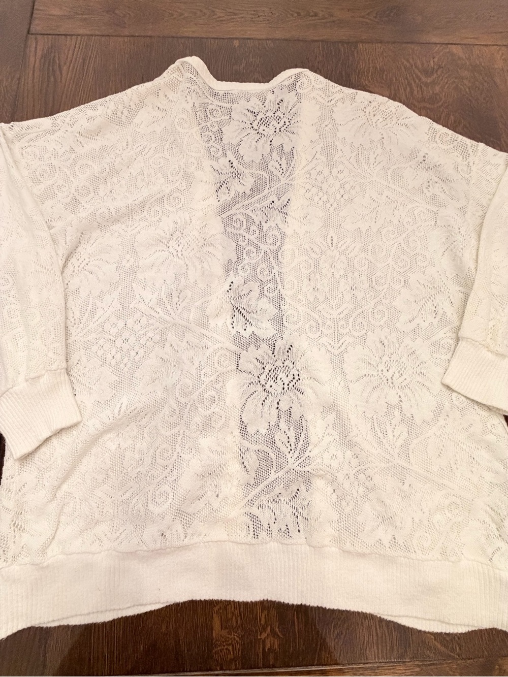 White Sheer Floral Lace Knit Button-Front Cardigan Size Medium - Picture 2 of 10